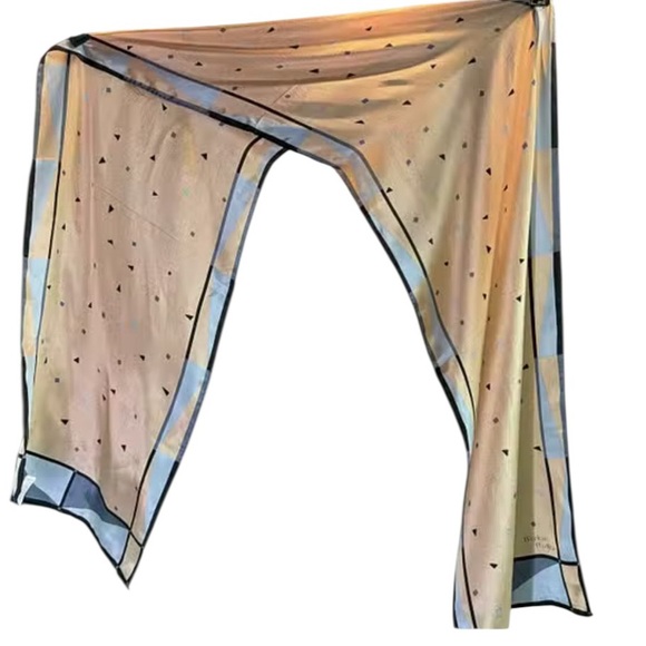 Monique Martins - Chic Peach and Gray Women's Silk Scarf - Picture 6 of 7